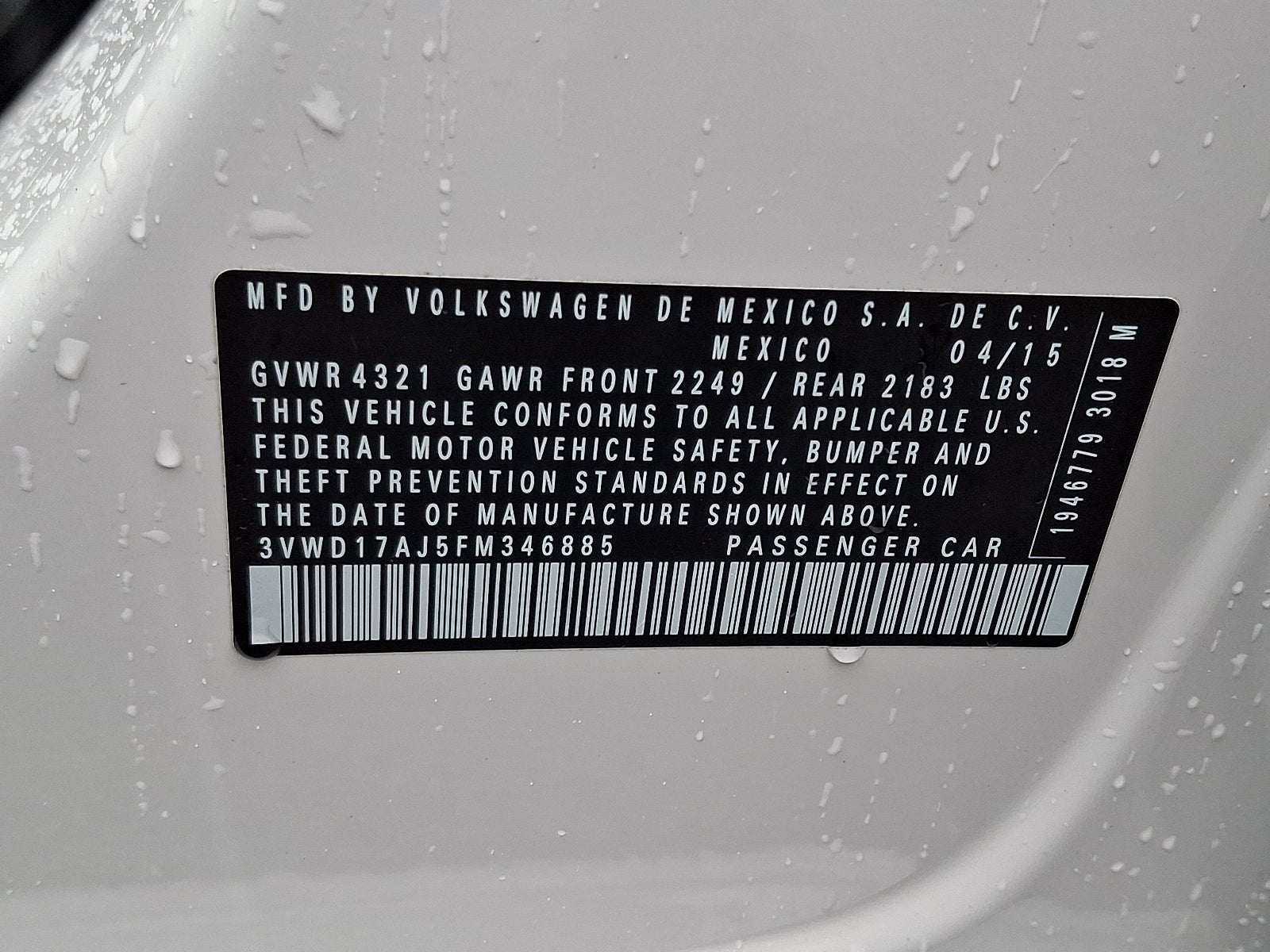 2015 Volkswagen Jetta 1.8T SE