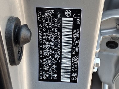 2022 Toyota Corolla Hatchback SE MANUAL