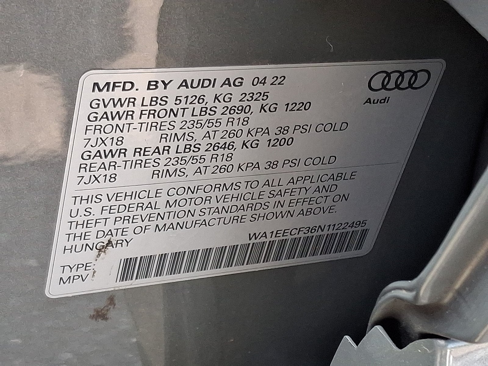 2022 Audi Q3 Premium Plus 45 TFSI S line quattro Tiptronic